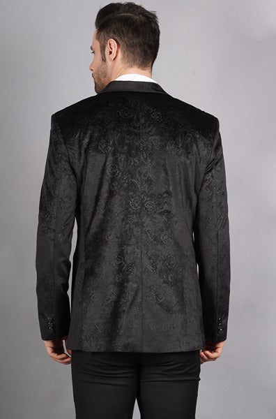 Black fashion velvet blazer men