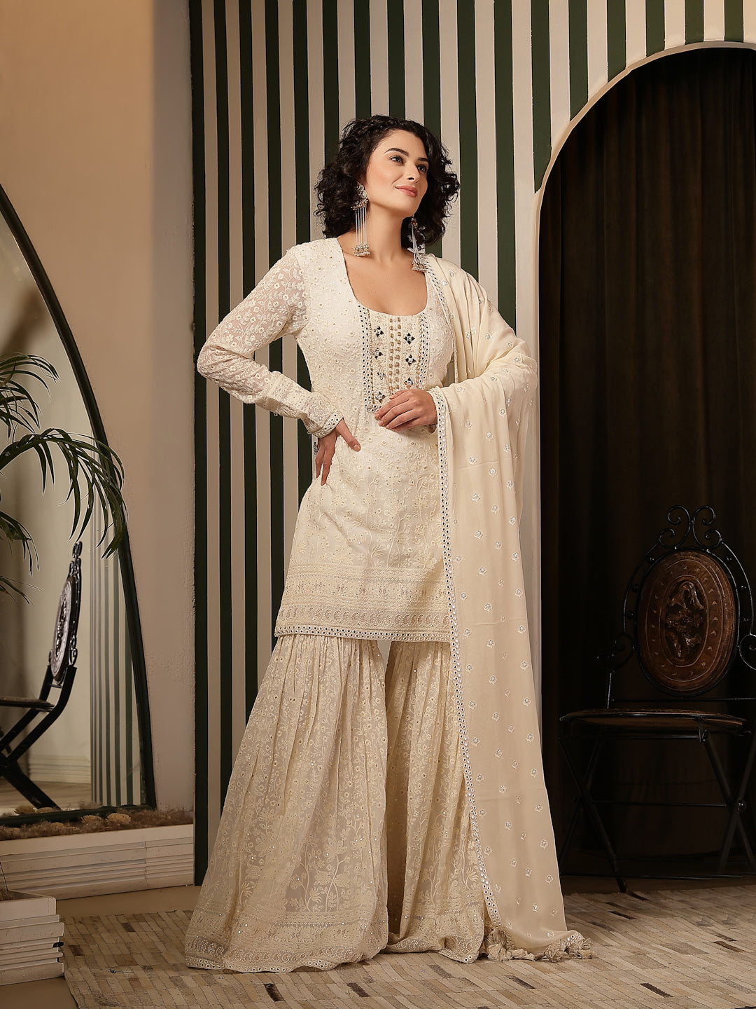 Chikankari Ivory Anarkali Set