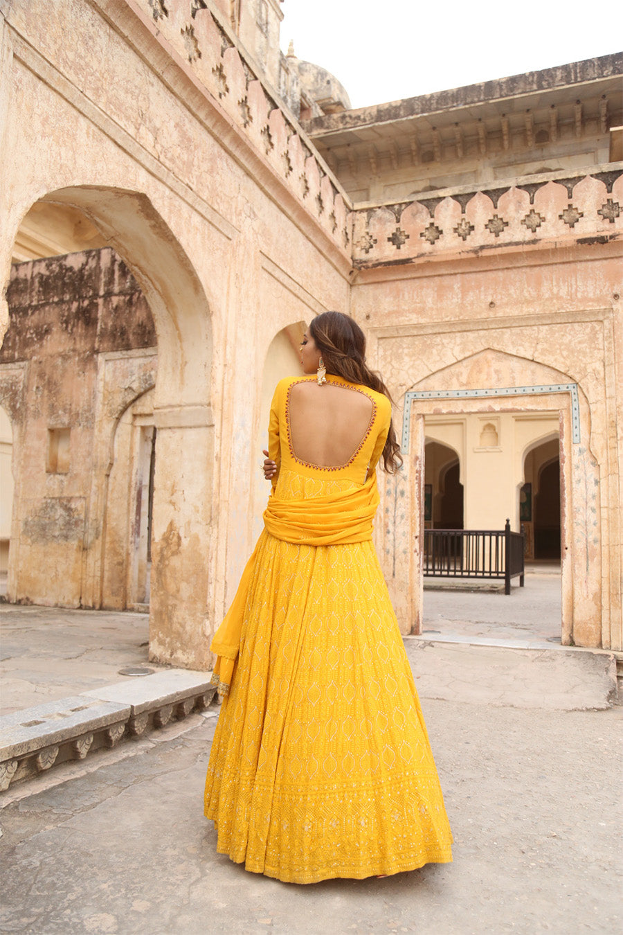 Yellow Chikankari Lehenga