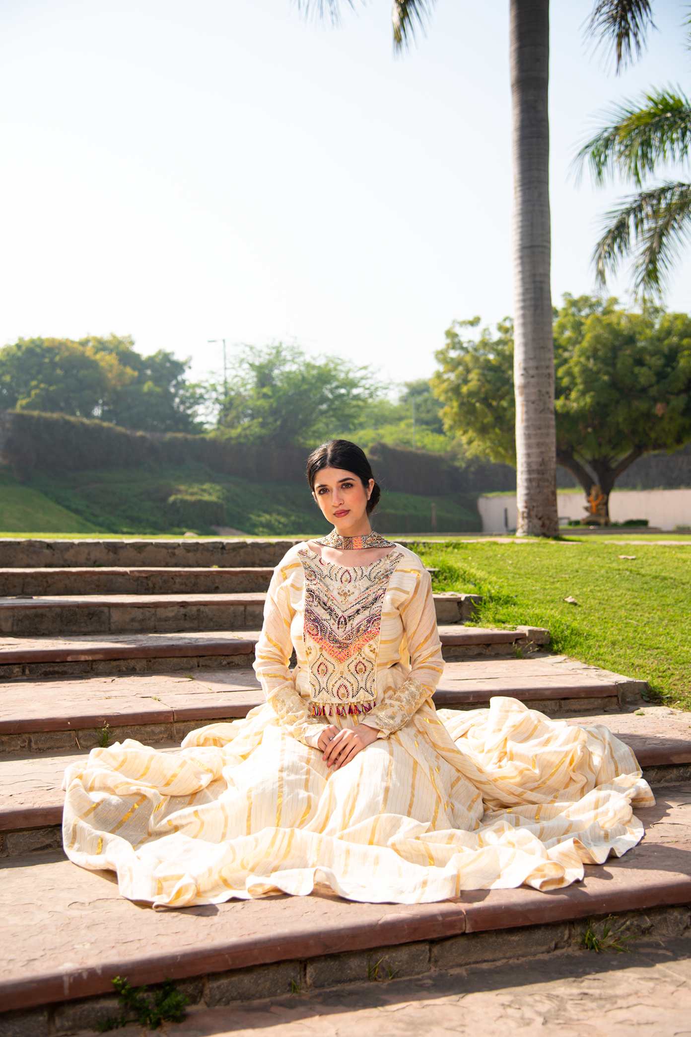 Ivory Foiled Anarkali Set With Hand Embroidered Blouse shop soniyag