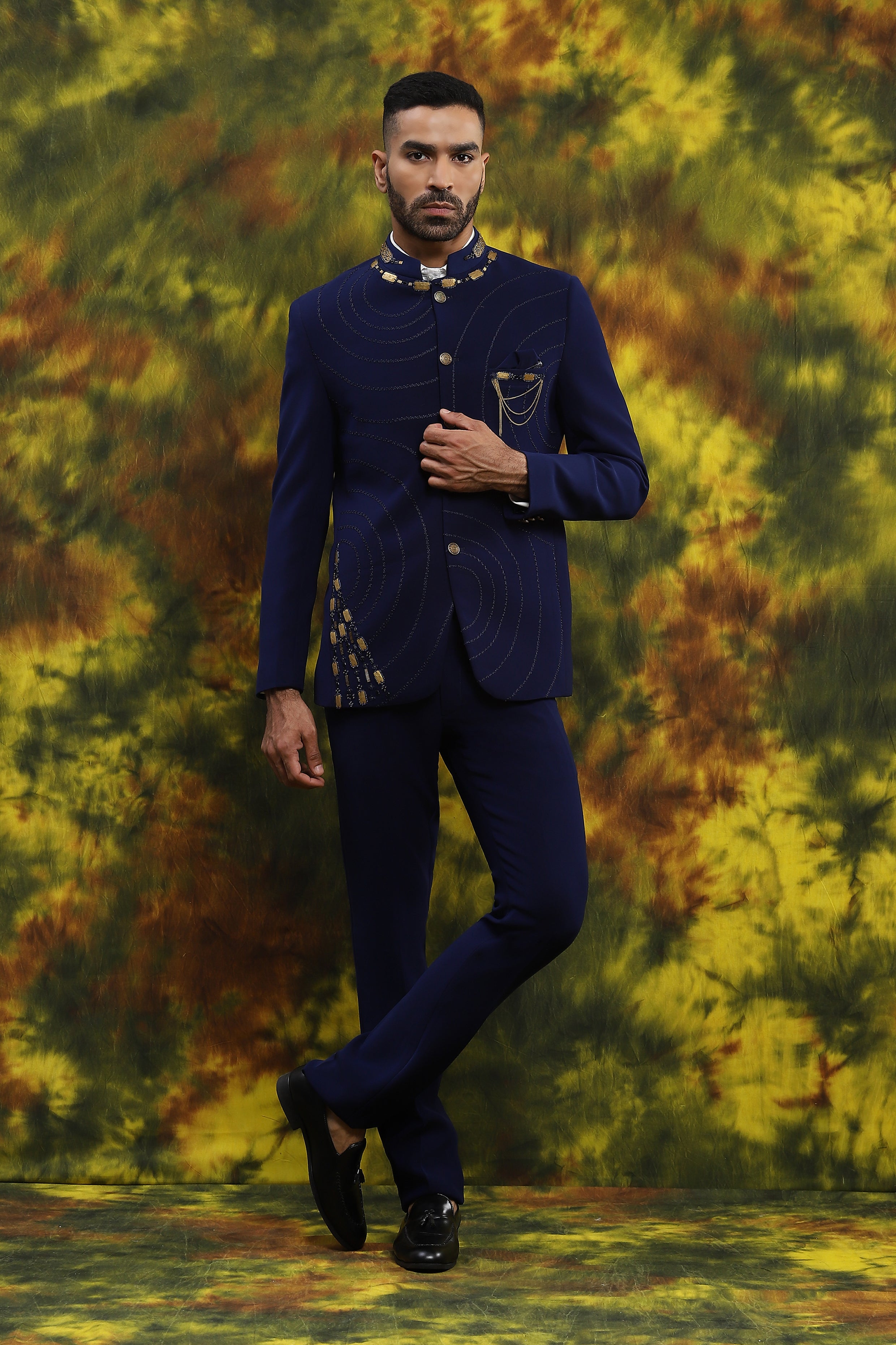 Royal blue bandhgala on sale suit