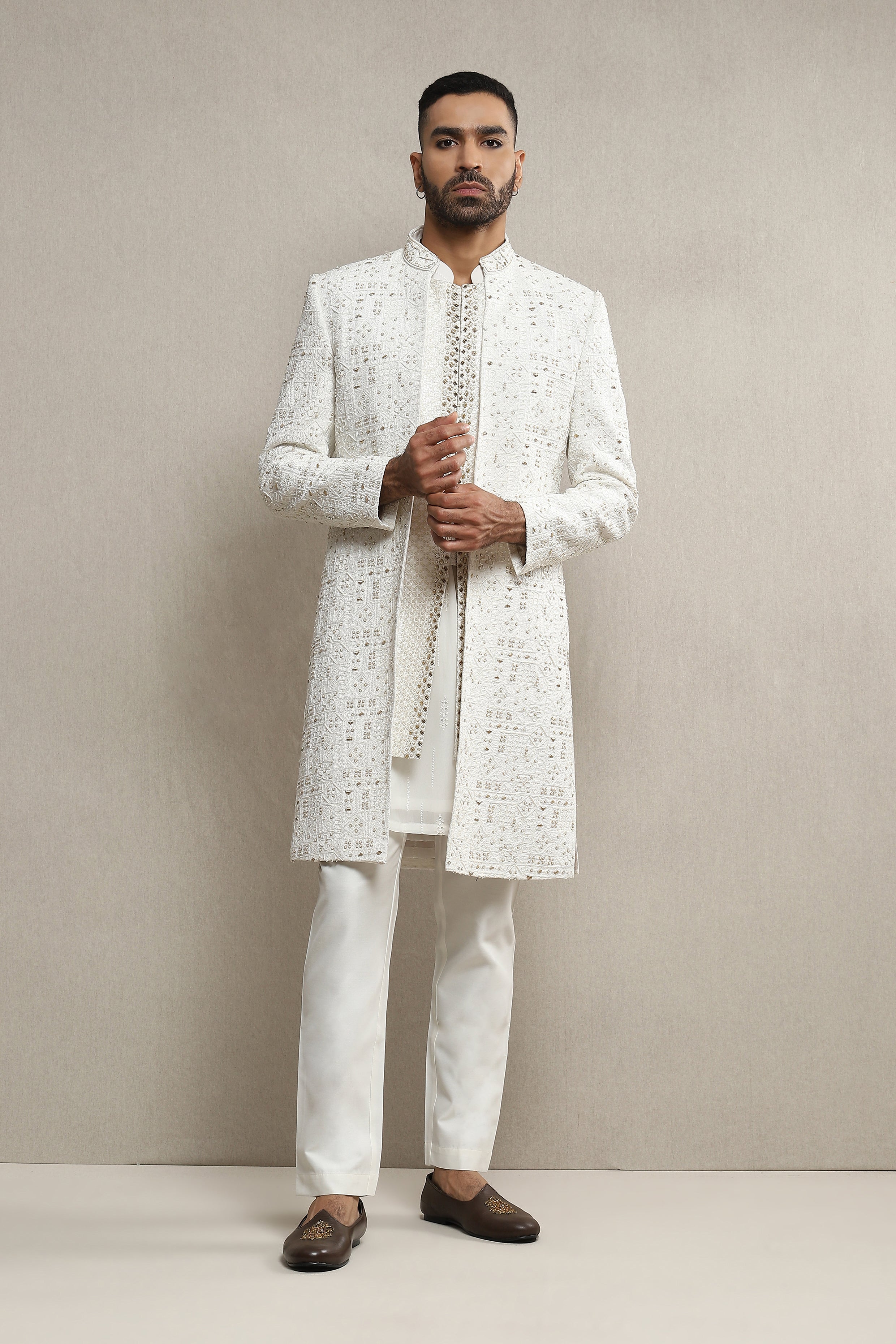 Men's Custom Made Long Coat Sherwani Suit Jacket Wedding Occasional Party  Style | eBay