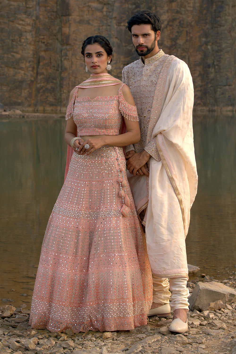 Beige Coloured Sherwani With Accessories shop soniyag